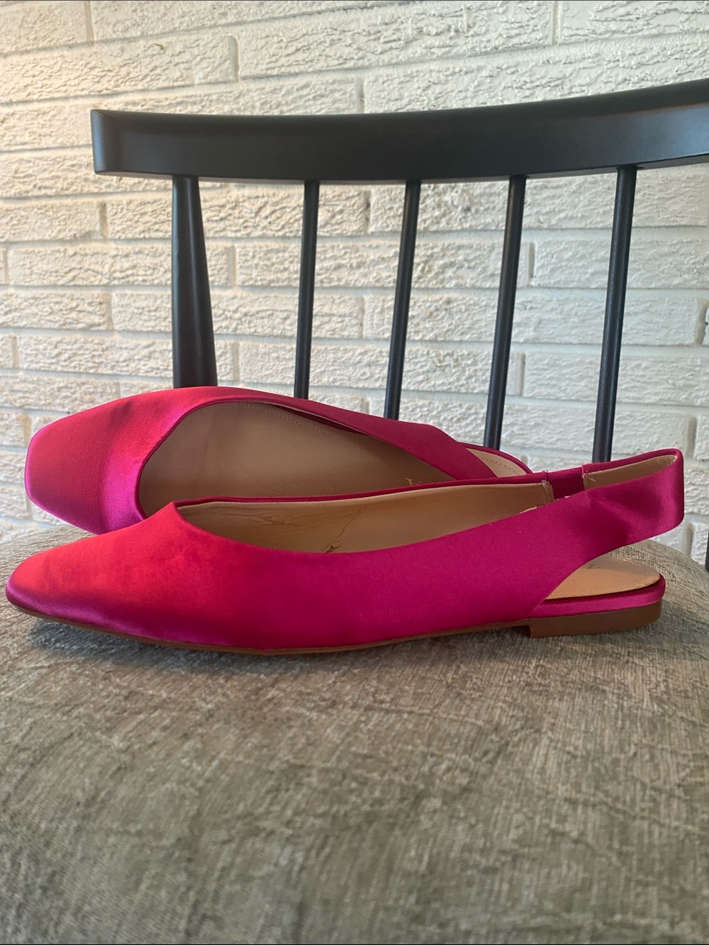 Zara Satin Slingback Flats in Fuchsia